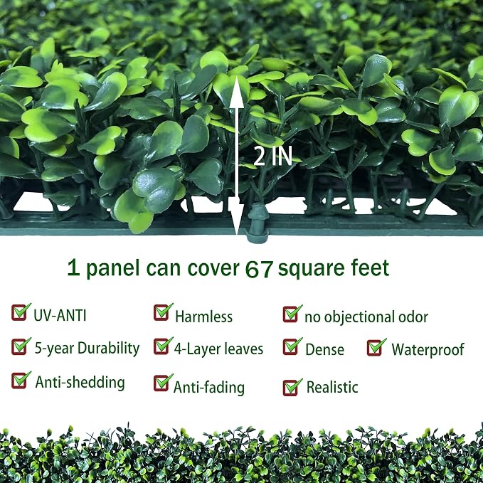ODTORY Artificial Ivy Privacy Fence Wall Screen: 80X120 in UV-Anti Faux Boxwood - Image 3