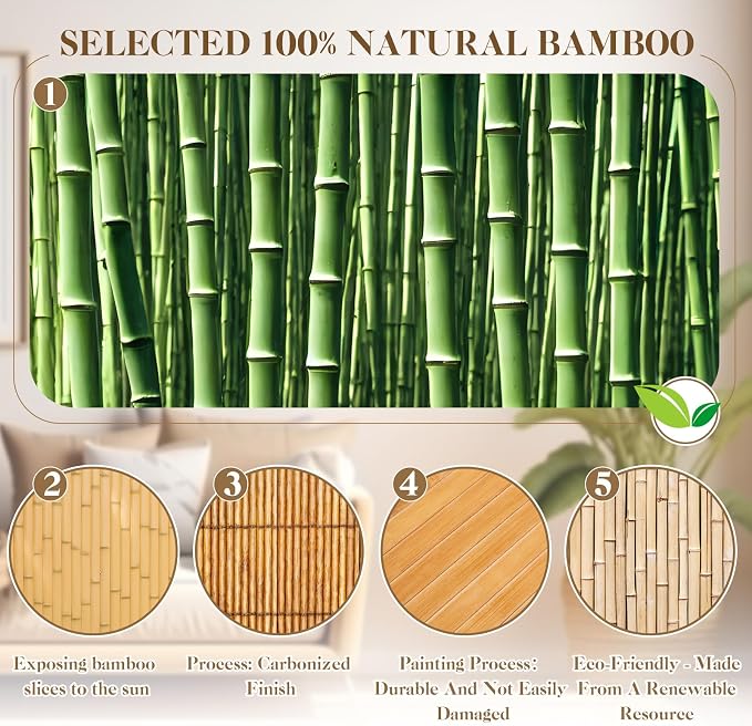 Juexica 2 Pcs Natural Bamboo Wall Panel 48 x 24 Inch Bamboo Covering Renewable - Image 3