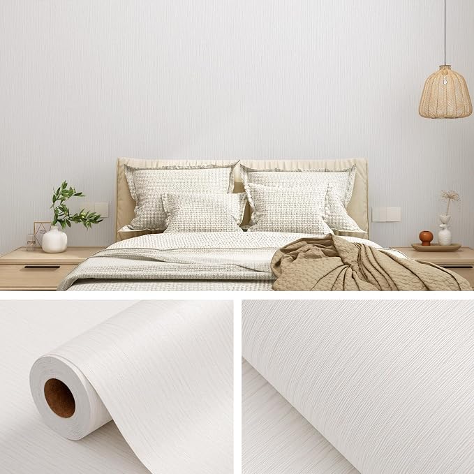 Grasscloth Peel and Stick Wallpaper 20.8"x394" Light Gray Thick Fabric Textured - Image 8
