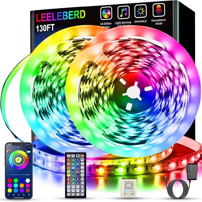 Leeleberd 130 ft Led Lights for Bedroom by Leeleberd