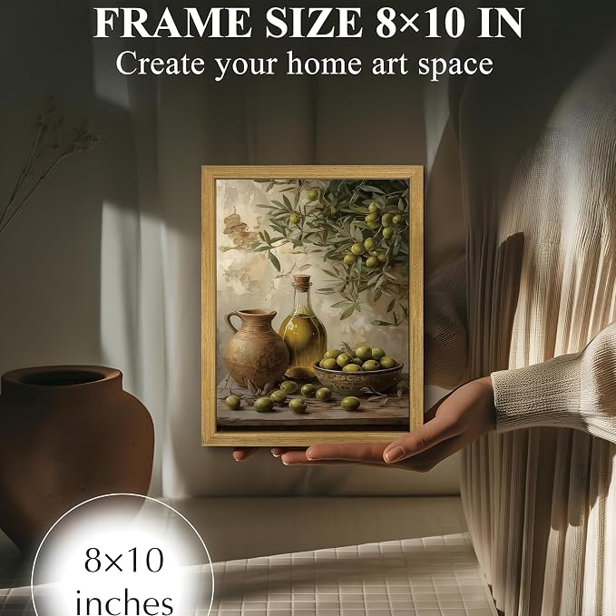 Wood Framed Olive Kitchen Wall Art, Vintage Rustic Still Life Canvas Print - Image 5