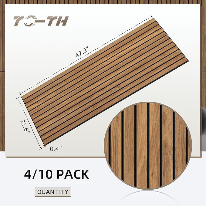 TO-TH Wood-Look Sound Panels, 4 Pack 47.2” x 23.6” Soundproof Wall Panels - Image 7