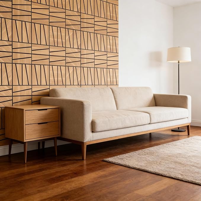 WoveN SounD Artisan Acoustic Wall Panels, 16 Pack 12x12 Inch, PVC Wood Grain - Image 7
