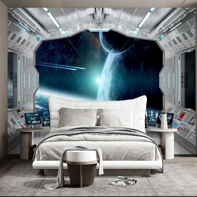 Galaxy Spaceship Bathroom wallpeper Living Room Bedroom Ceiling wall Mural - Image 2