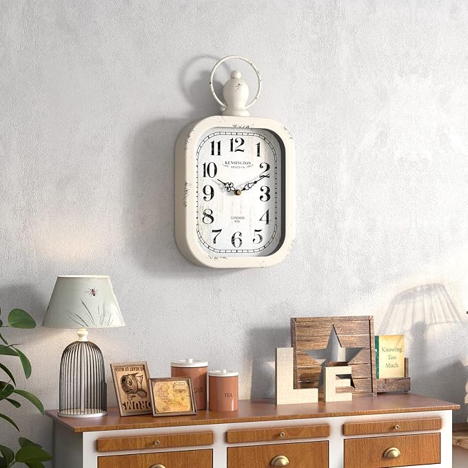 Menterry Small Retro Rectangle Wall Clock, Battery Operated Silent Decor Wall - Image 5