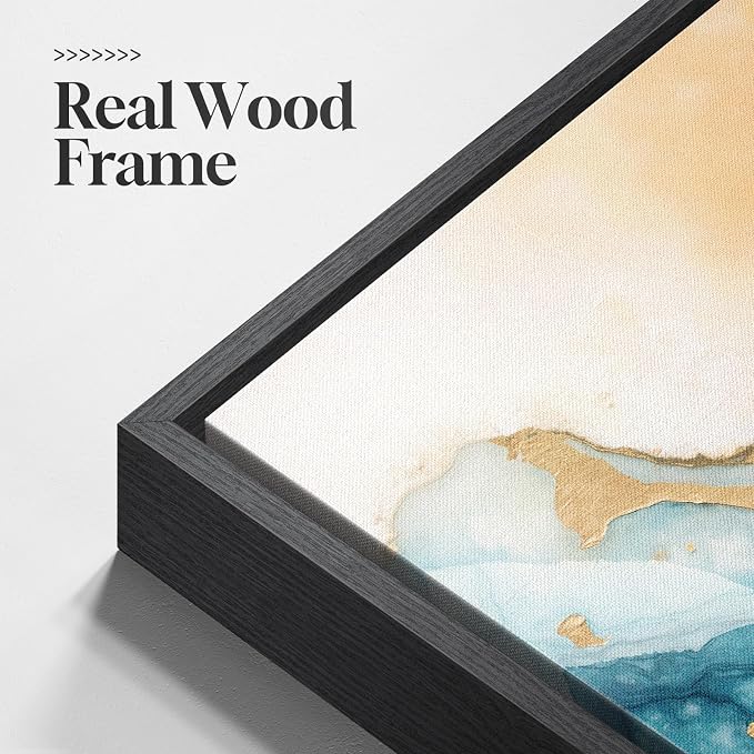 Large Framed Blue and Orange Abstract Wall Art - Image 6