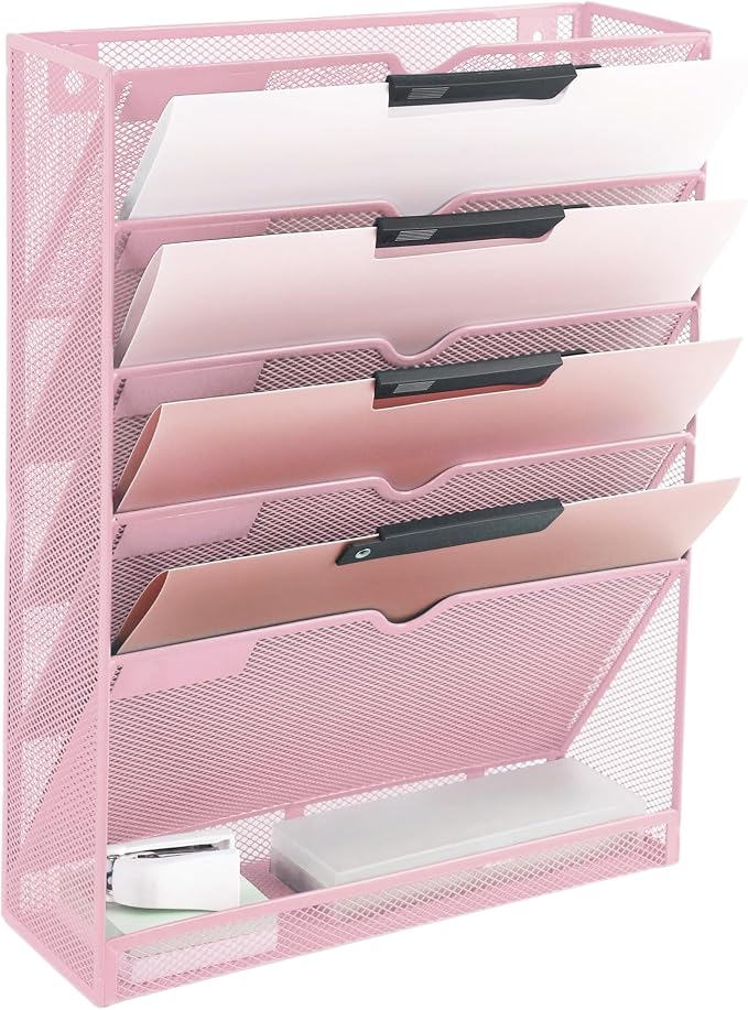 EASEPRES 6 Tier Mesh Hanging Wall File Organizer, Desk Vertical Mail Paper by EASEPRES