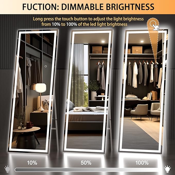 Hasipu Full Length Mirror with Lights, Full Body Dressing Hanging Mounted Mirror - Image 4