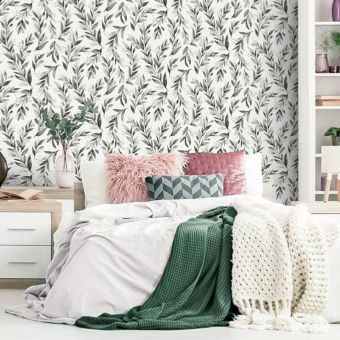 Livebor Olive Leaf Wallpaper Peel and Stick Leaf Contact Paper 17.7inch x - Image 2