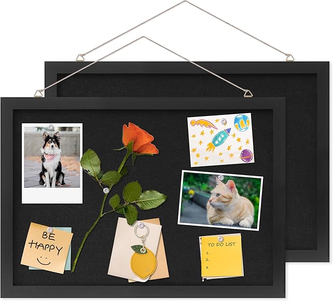 DAHAPYBOO Cork Board with Linen Black 2Pack, Bulletin Board 17"x12", Corkboards by DAHAPYBOO