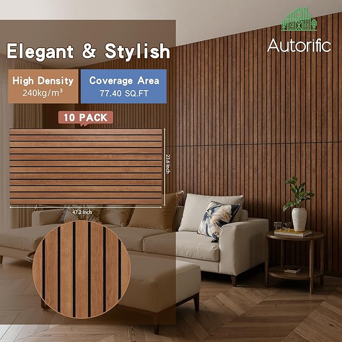 Wood Veneer Sound Panels, 10 Pack 47.2”x23.6” Wall Panels, Decorative Acoustic - Image 2
