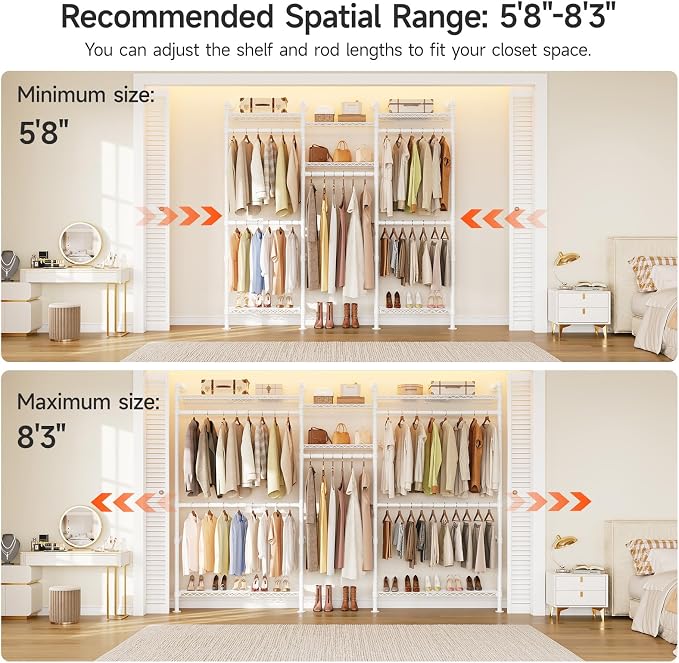 ONBRILL H3 Plus Expandable Wall Mounted Closet System, 5.7FT-8.2FT Closet - Image 4