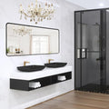 Wall Mount Mirror for Bathroom, Brushed Black Metal Framed Large Rounded Corner by Minuover