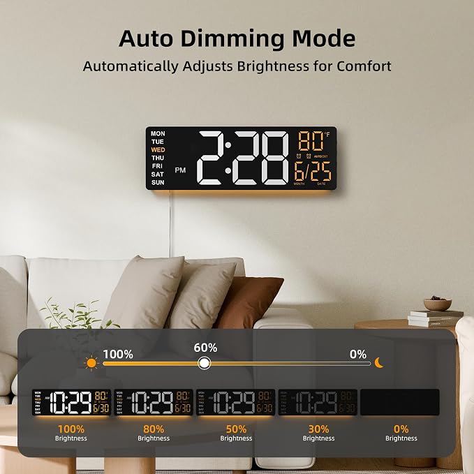 EASYERA 16.5" Large Digital Wall Clock - Image 7