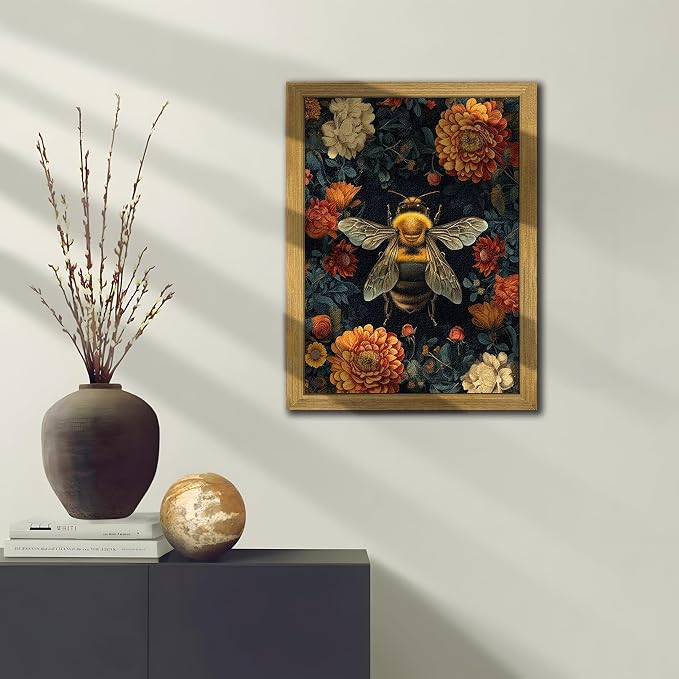 Framed Hand Drawn Sandstone Bee Wall Art, 3D Textured Nature Botanical Wall - Image 7