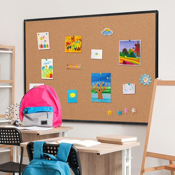 Extra Large Cork Bulletin Board 60" X 36", Wall Mounted Notice Pin Board - Image 3
