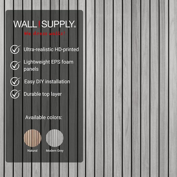 Wall!Supply Ultralight Linari Modern Grey EPS Foam Faux Wood 3D Wall Panels - Image 4