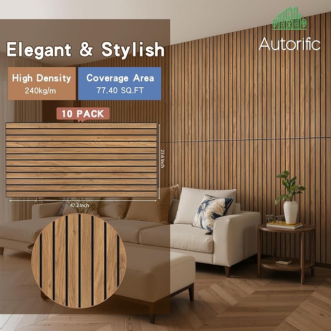 Wood Veneer Sound Panels, 10 Pack 47.2”x23.6” Wall Panels, Decorative Acoustic - Image 2