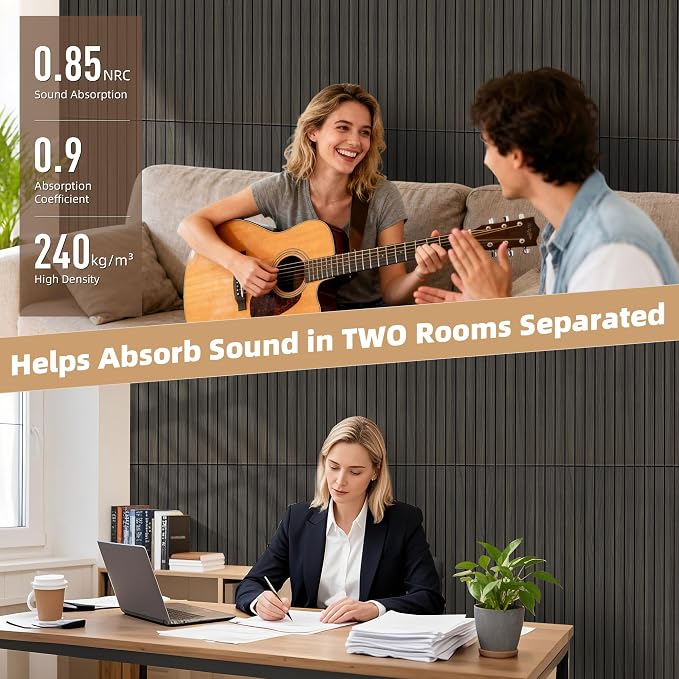 TO-TH Wood-Look Acoustic Wall Panels, 10 Pack 47.2” x 23.6” Acoustic Panels - Image 4