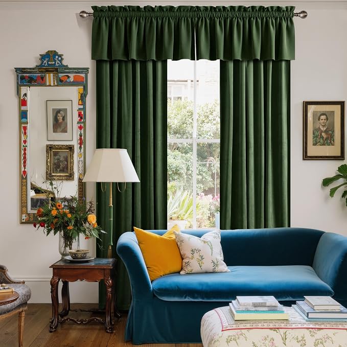 NICETOWN Velvet Cafe Windows Valance, Olive Green Window Treatment - Image 2
