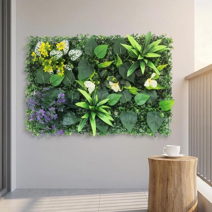 Artificial Mixed Botanical Plant Wall Panel, 24x16 in UV-Protected Faux - Image 2
