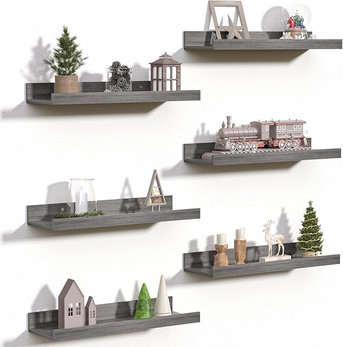 upsimples Floating Shelves for Wall, Wall Shelves for Decor Storage Set of 6 by upsimples