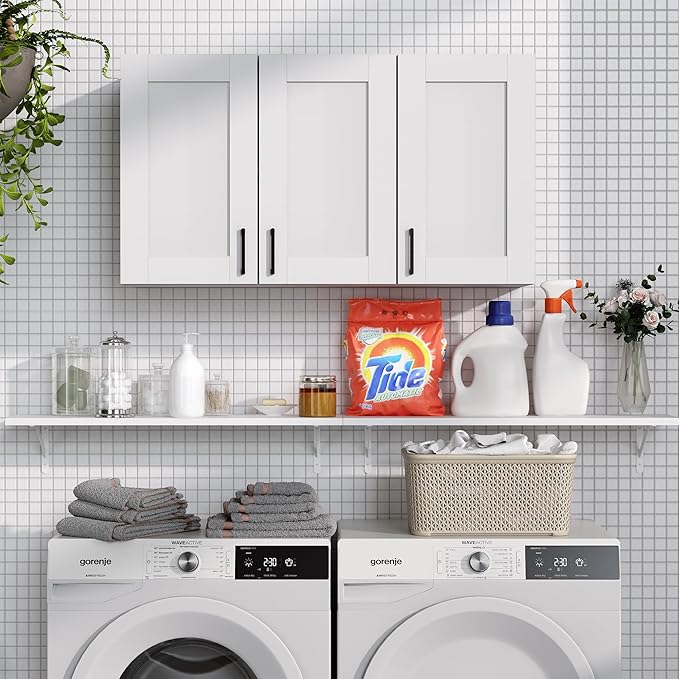White Laundry Room Cabinets and Storage - Image 5