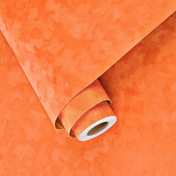 Wallercity Orange Velvet Peel and Stick Wallpaper by Wallercity