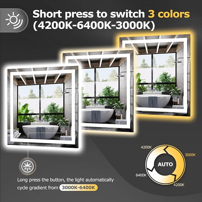 Hivone 36X36 LED Bathroom Mirror - Image 4