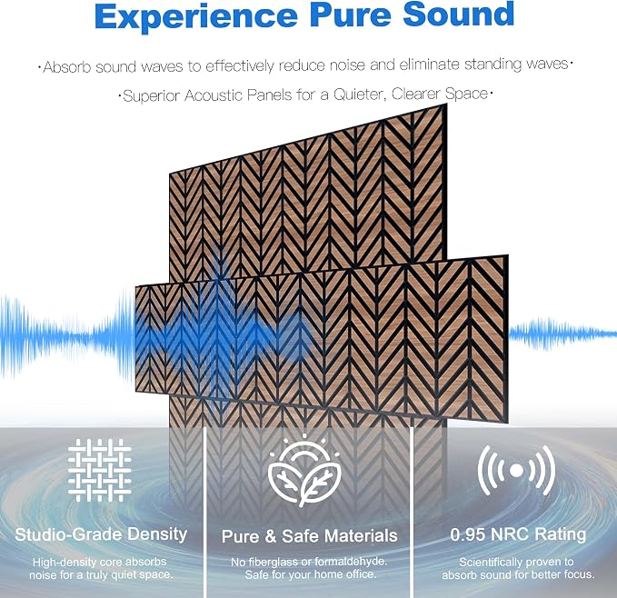 Mollywell Acoustic Panels, PVC Wood-Grain Decor, 12x12 Inch Carved Pattern - Image 4