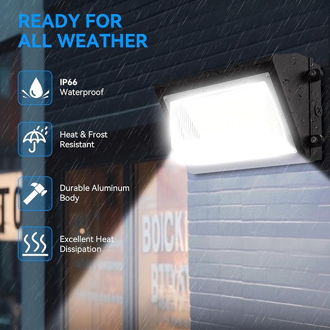 120W LED Wall Pack Light with Dusk-to-Dawn Sensor, 16800LM 5000K LED Security - Image 5