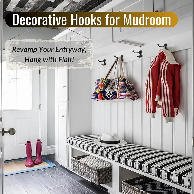 Rustic Wall Hooks: Heavy Duty Cast Iron Hooks, Suitable - Image 4