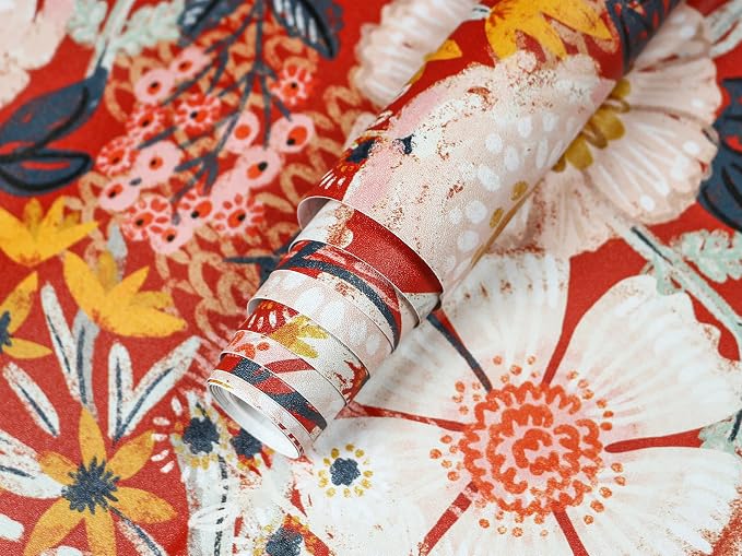 HAOKHOME Boho Peel and Stick Wallpaper Floral Wall Paper Removable - Image 9