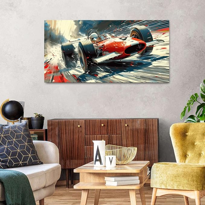 Abstract Race Car Wall Art Vintage Formula Racing Canvas Painting Car Posters - Image 5