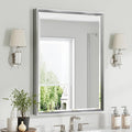 Silver Bathroom Mirror, 24x32 Inch Beveled Silver Vanity Mirror by QUEENFUN