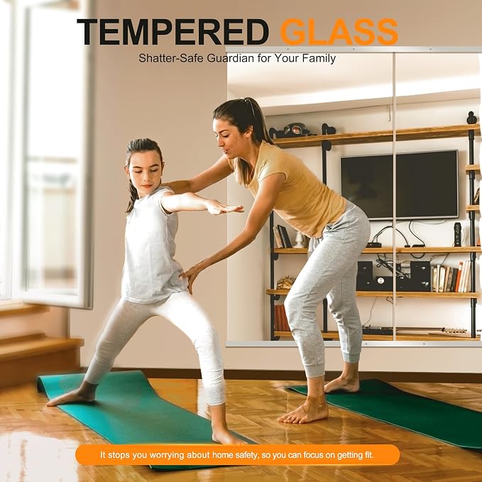 Delma Home Gym Mirror, Large Full Body Tempered Glass Frameless, Wall-Mounted - Image 3