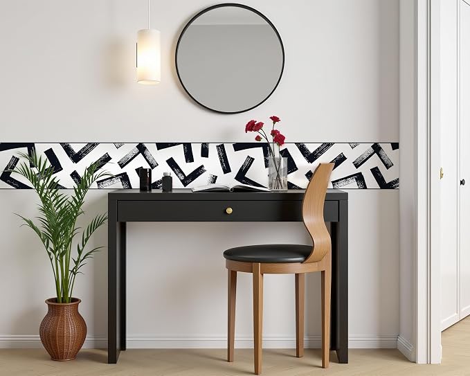 FLFK Black and White Design Wallpaper Border - Image 4