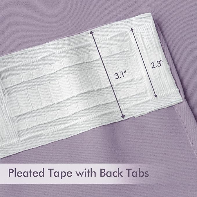 MIULEE Lilac Back Tab Blackout Curtains 90 Inches Long 2 Panels Set - Image 4
