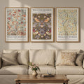 Large Framed William Morris Wall Art Set of 3, Vintage Strawberry Thief Canvas by Cuspin