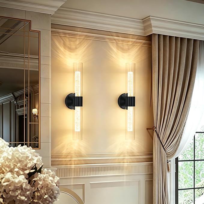 Morauroral Black Battery Operated Wall Sconces Set of 2, Rechargeable Wall by Morauroral