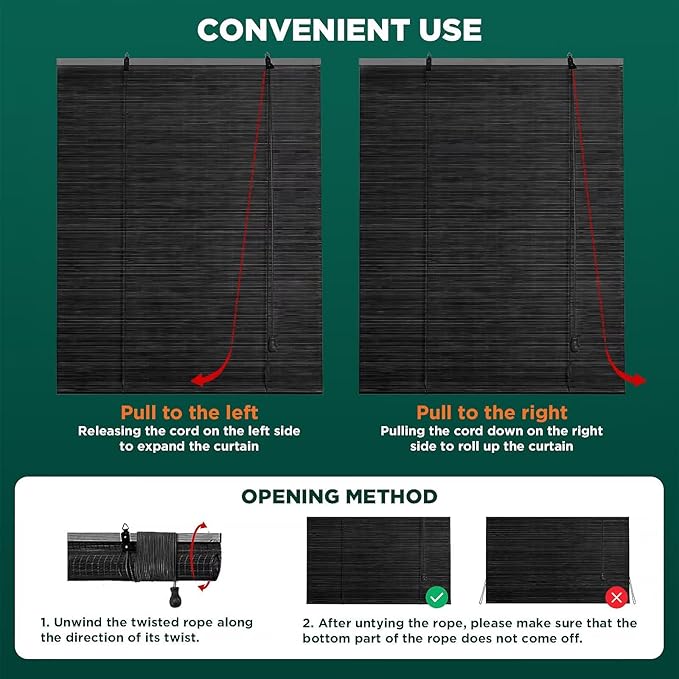 Bamboo Blinds for Interior Windows, Custom Roller Shades for Indoor Window and - Image 5