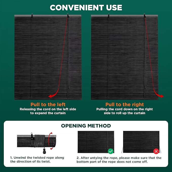 Bamboo Blinds for Interior Windows, Custom Roller Shades for Indoor Window and - Image 5