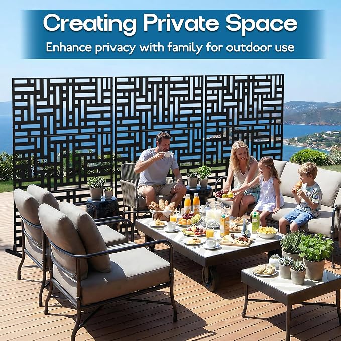 MTART Metal Privacy Screen 72" H x 47.2" Decorative Outdoor Privacy Screen - Image 4