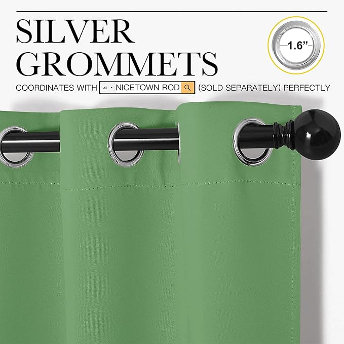 NICETOWN Froest Green Blackout Curtains 68 inches Length - Image 2
