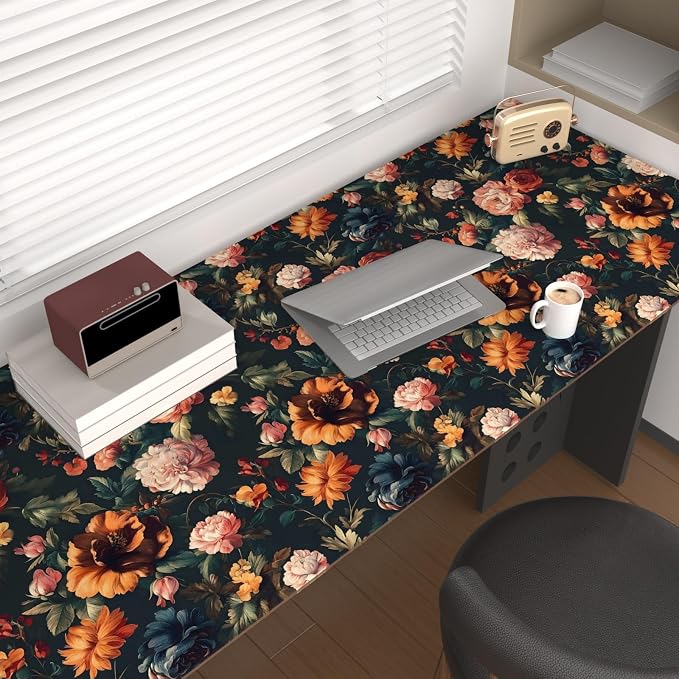 Colorful Floral Peel and Stick Wallpaper Gothic Dark Contact Paper Orange - Image 5