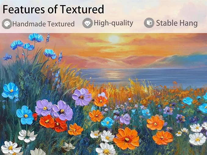 Ardemy Landscape Wall Art for Living Room Sunset Flower Large 40"x20", Canvas - Image 3