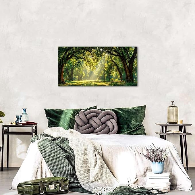 Forest Wall Art for Living Room Nature Green Forest Landscape Canvas Pictures - Image 6