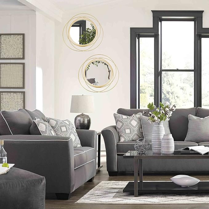 2 Set. Circle Mirrors for Wall Decor for Living Room Bedroom Bathroom Entryway - Image 2