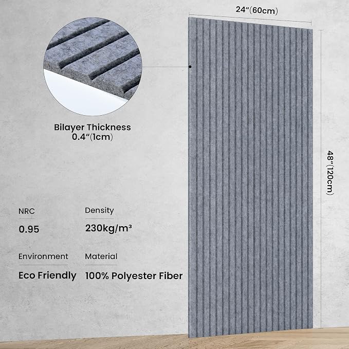 10 Pack Large Acoustic Panels, 47.2 x 23.6 x 0.35 Inch Sound Proof Foam Panels - Image 2