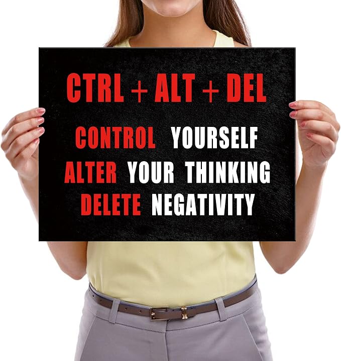 Pyradecor Black Red and White Motivational CTRL+ALT+DEL Classroom Positive - Image 6